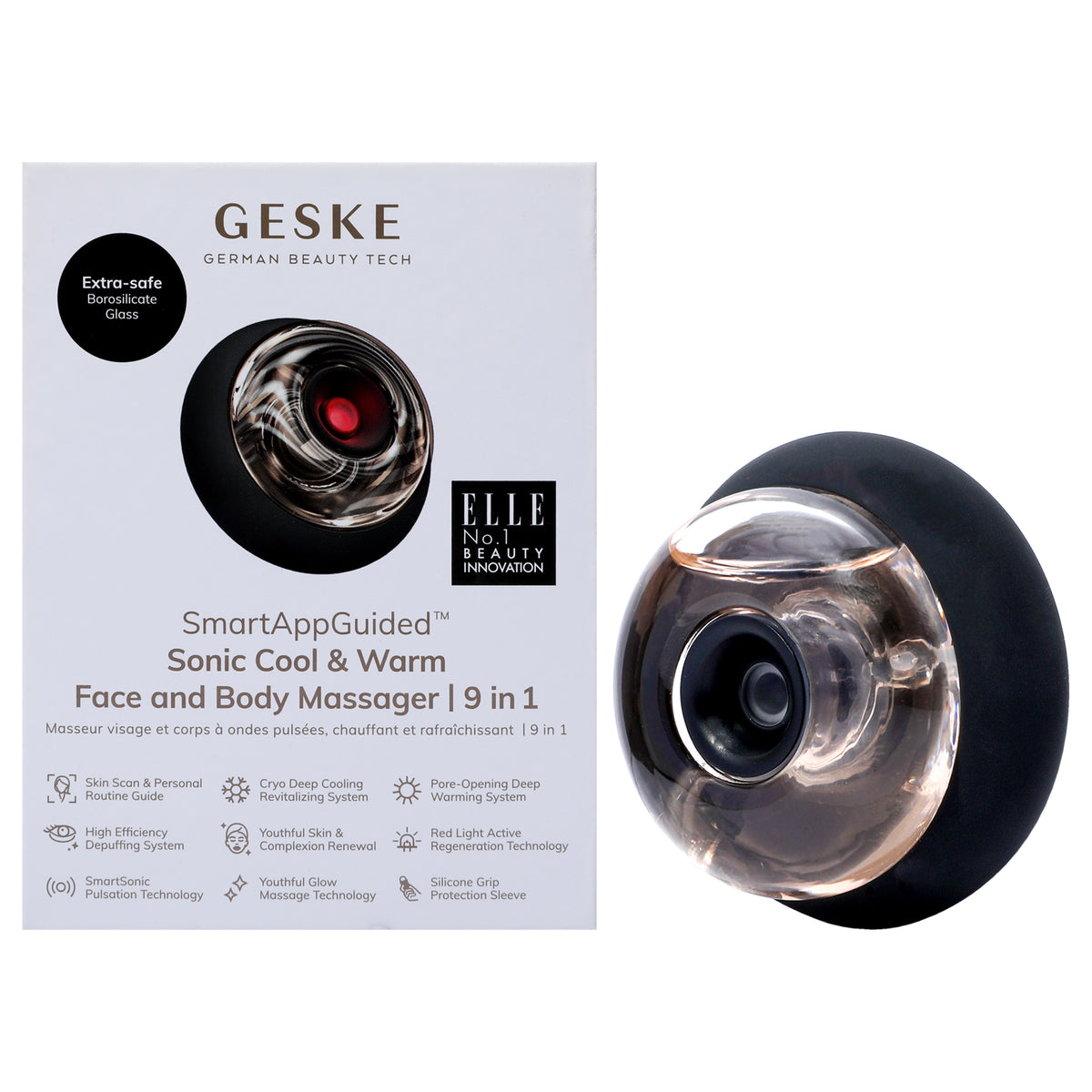 Sonic Cool and Warm Face and Body Massager 9 in 1  Gray by Geske for Women  1 Pc Massager