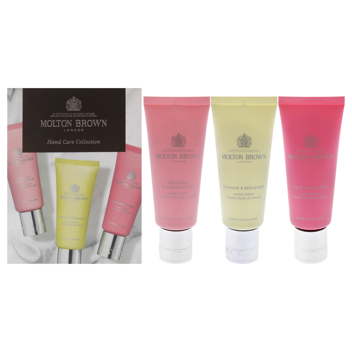 Floral and Spicy Hand Care Collection Set by Molton Brown for Unisex  3 Pc 14oz Delicious Rhubare and Rose Hand Cream  14oz O