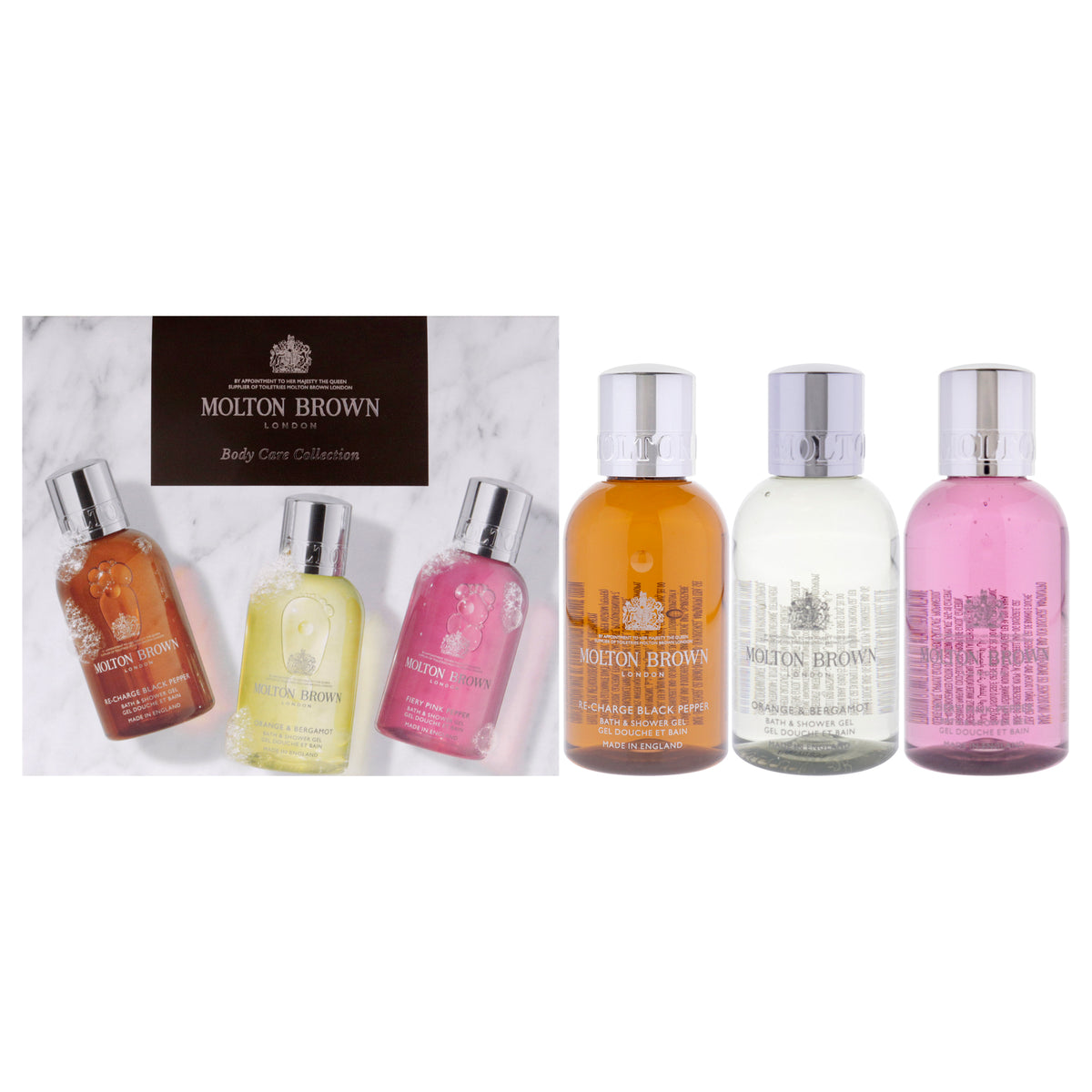 Spicy and Cytrus Body Care Collection Set by Molton Brown for Unisex  3 Pc 33oz ReCharge Black Pepper Bath and Shower Gel  3