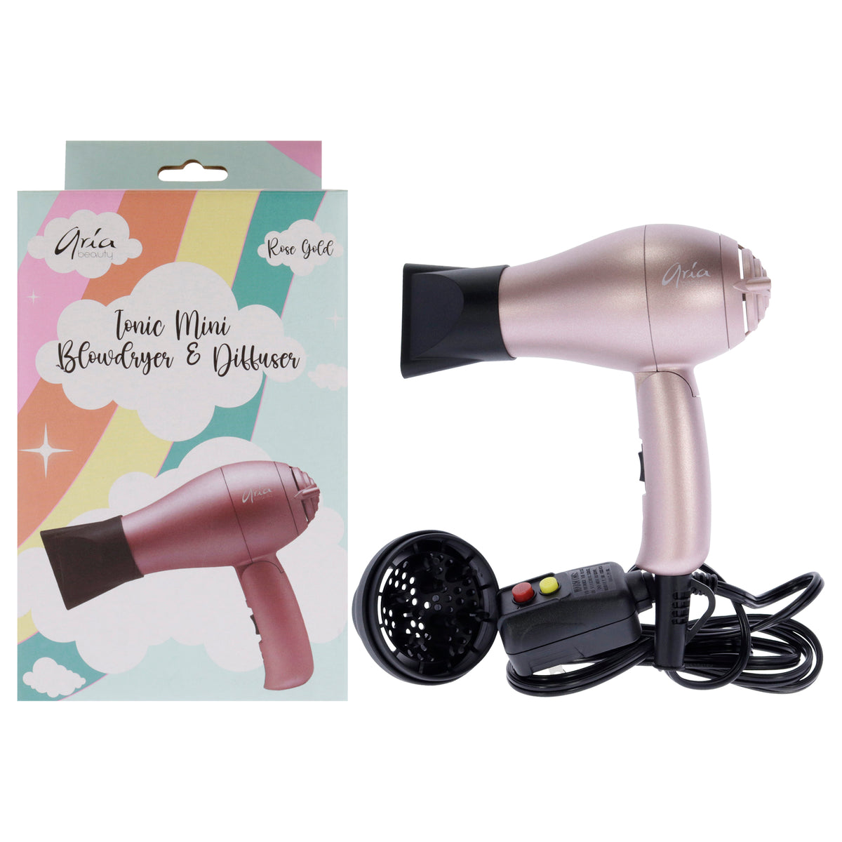 Tonic Mini Blowdryer and Diffuser  Rose Gold by Aria Beauty for Women  1 Pc Hair Dryer