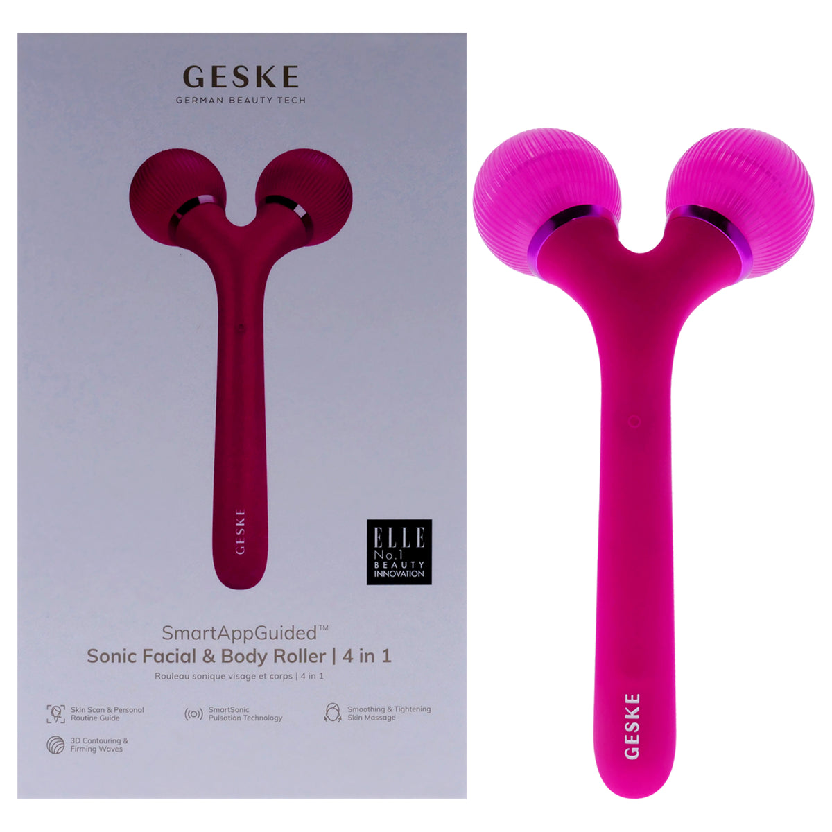 Sonic Facial and Body Roller 4 in 1  Magenta by Geske for Women  1 Pc Roller