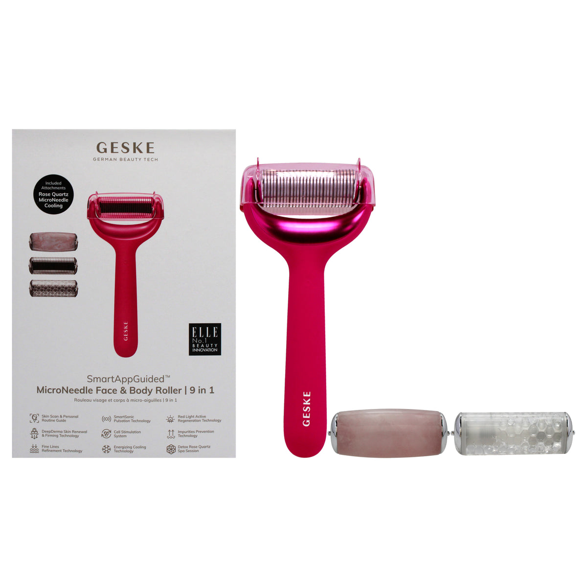 MicroNeedle Face and Body Roller 9 in 1  Magenta by Geske for Women  1 Pc Roller