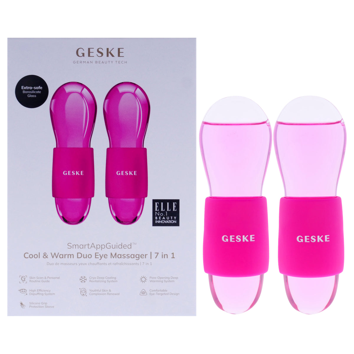 Cool and Warm Duo Eye Massager 7 in 1  Magenta by Geske for Women  2 Pc Massager