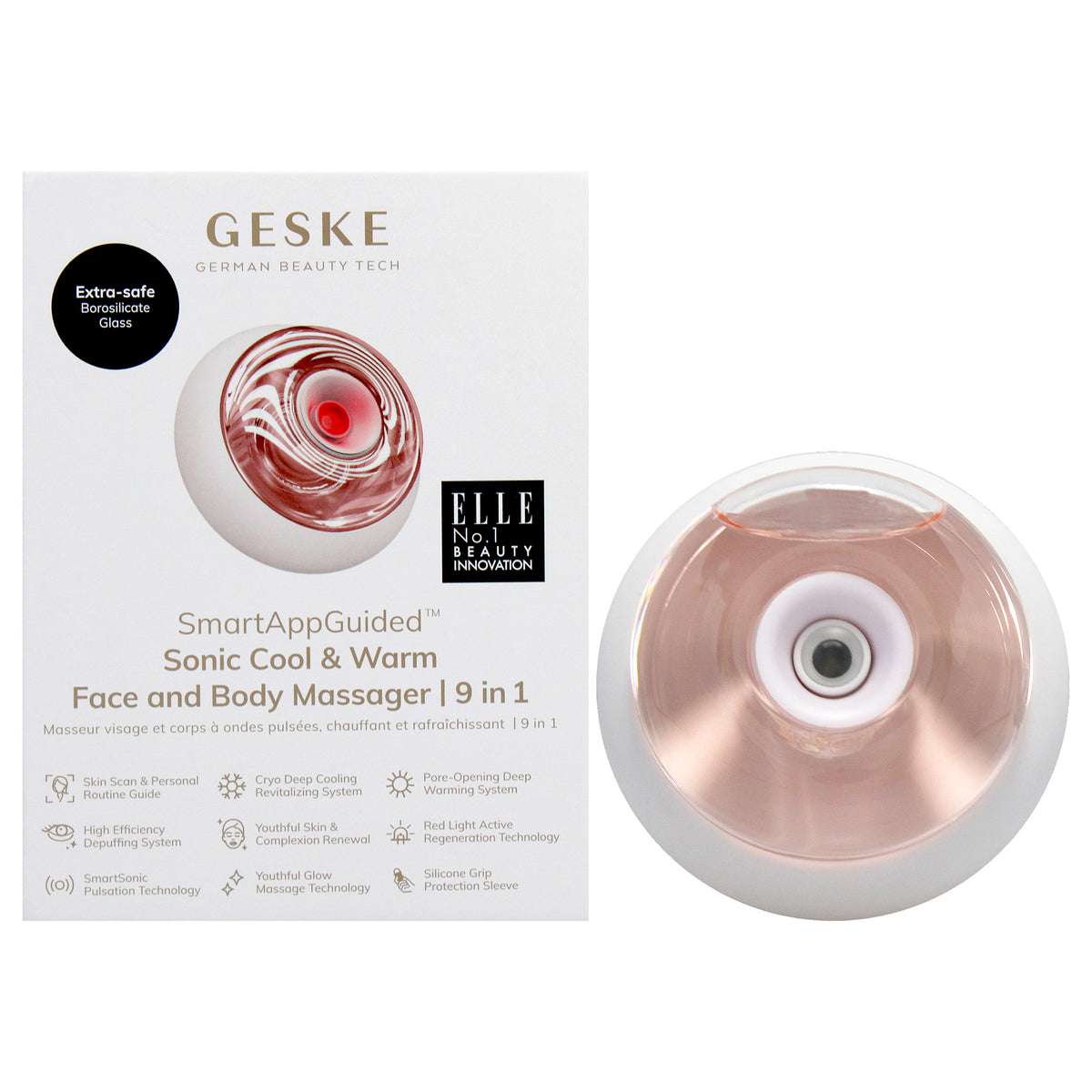 Sonic Cool and Warm Face and Body Massager 9 in 1  Starlight by Geske for Women  1 Pc Massager