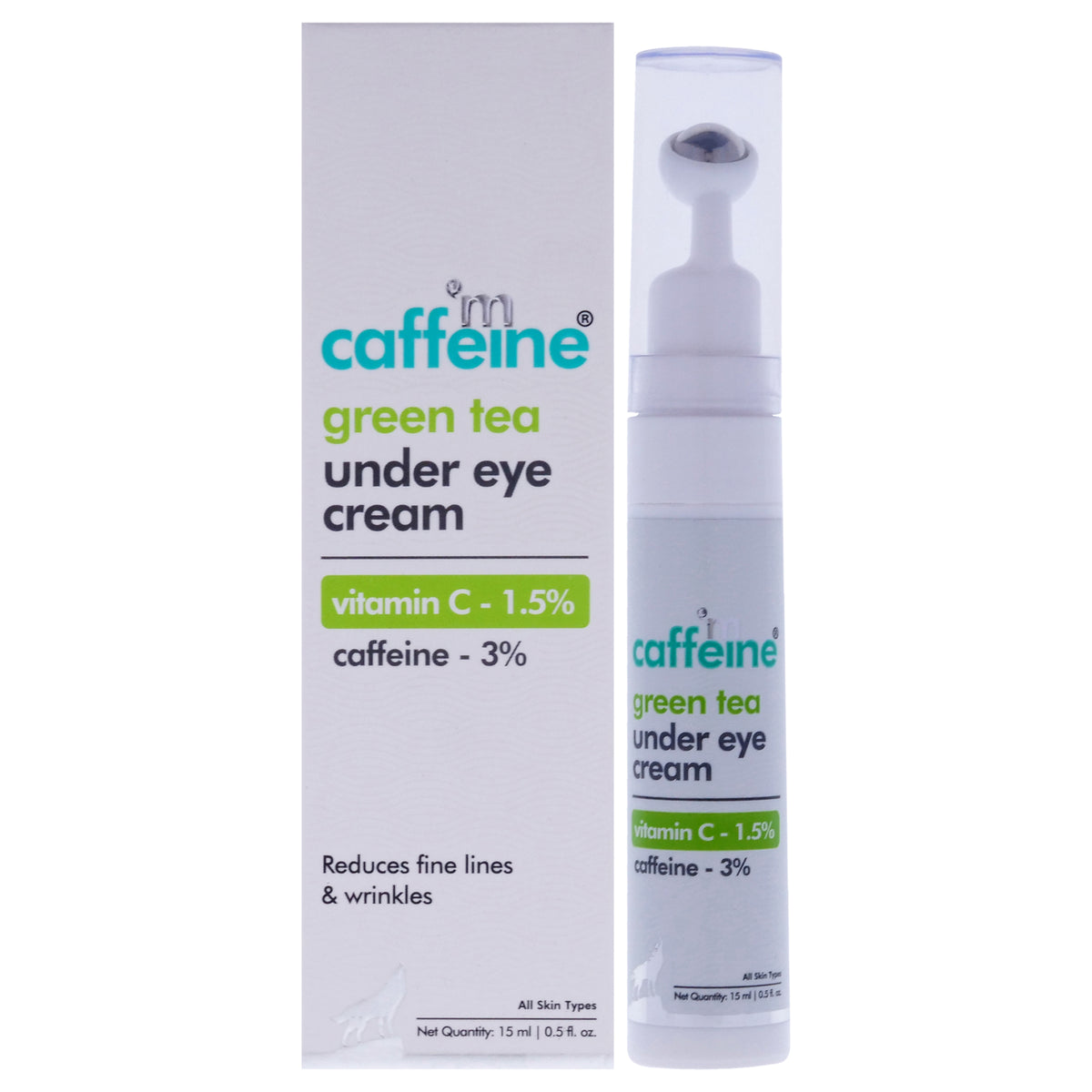 Green Tea Under Eye Cream Vitamin C 15 Percent by mCaffeine for Unisex  05 oz Cream