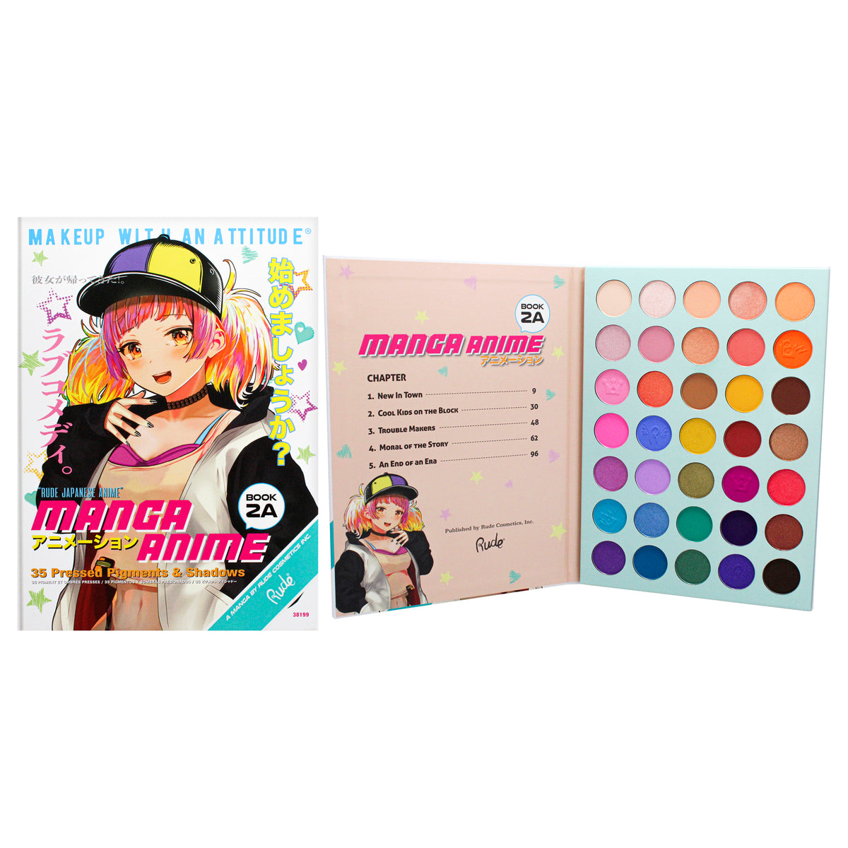 Manga Anime 35 Eyeshadows Palette  Book 2A by Rude Cosmetics for Women  134 oz Eye Shadow