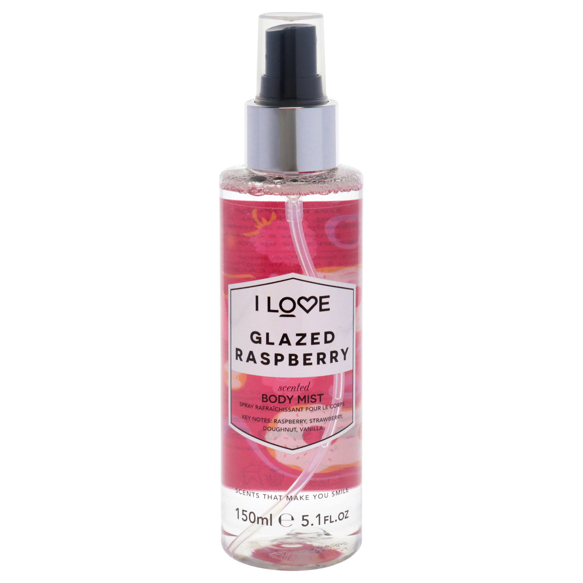 Scented Body Mist  Glazed Raspberry by I Love Cosmetics for Women  51 oz Body Mist