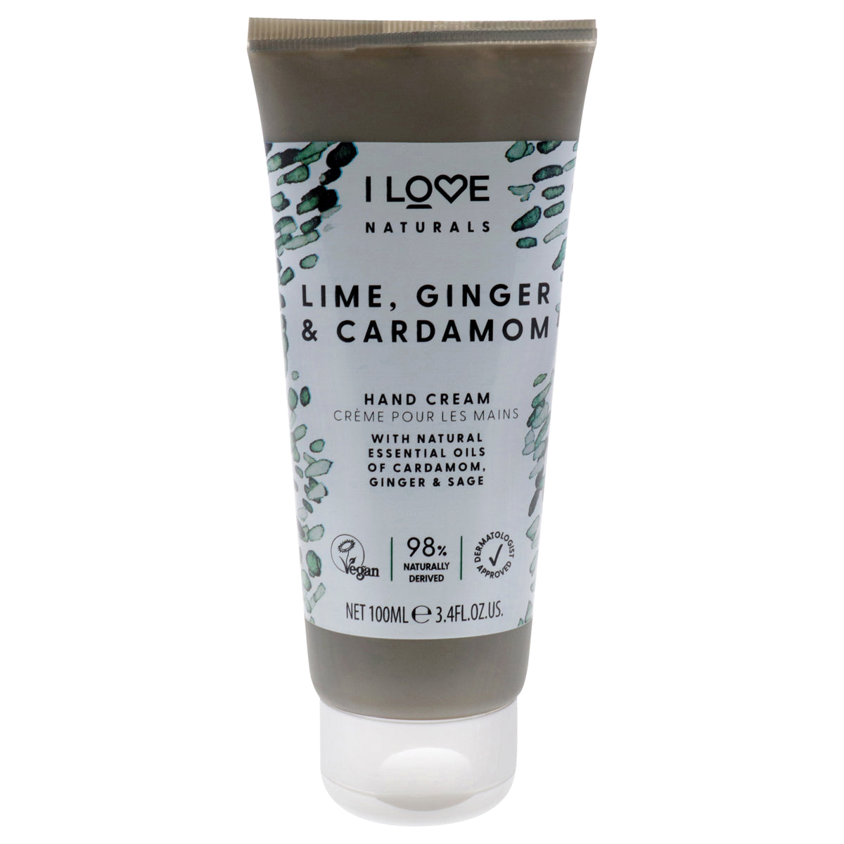 Naturals Hand Cream  LimeGinger and Cardamon by I Love Cosmetics for Women  34 oz Cream