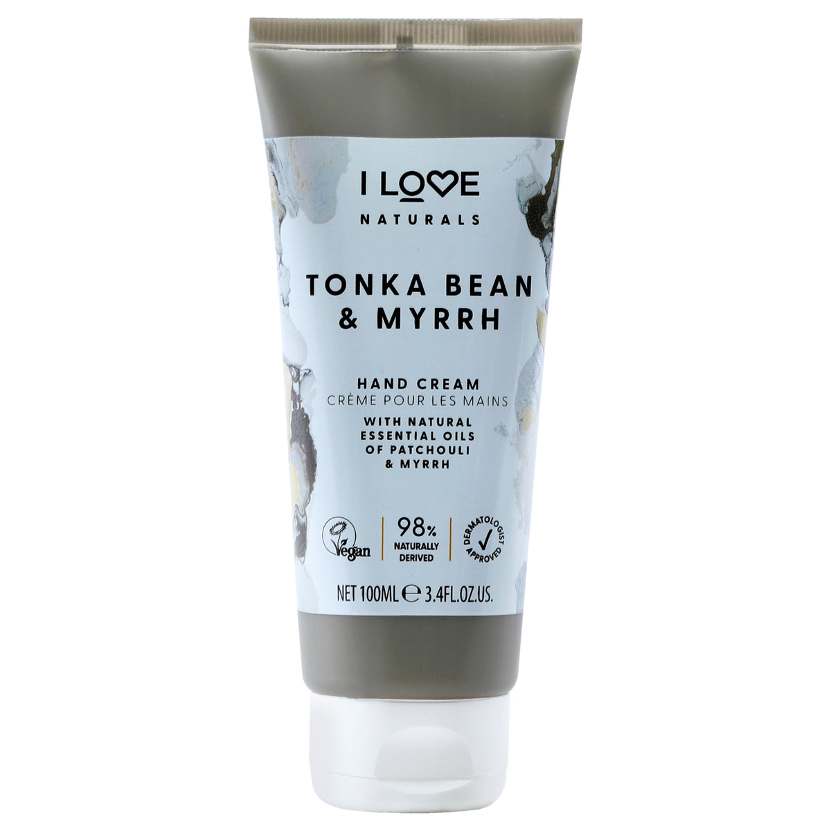 Naturals Hand Cream  Tonka Bean and Myrrh by I Love Cosmetics for Women  34 oz Cream