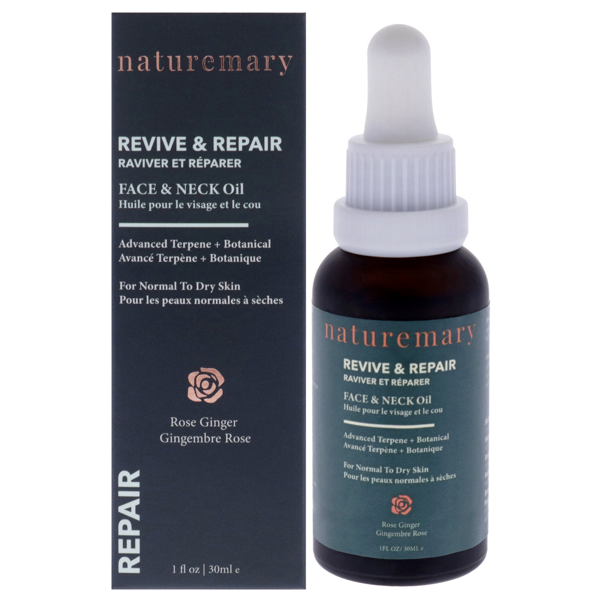 Revive and Repair Face and Neck Oil  Rose Ginger by Naturemary for Unisex  1 oz Oil