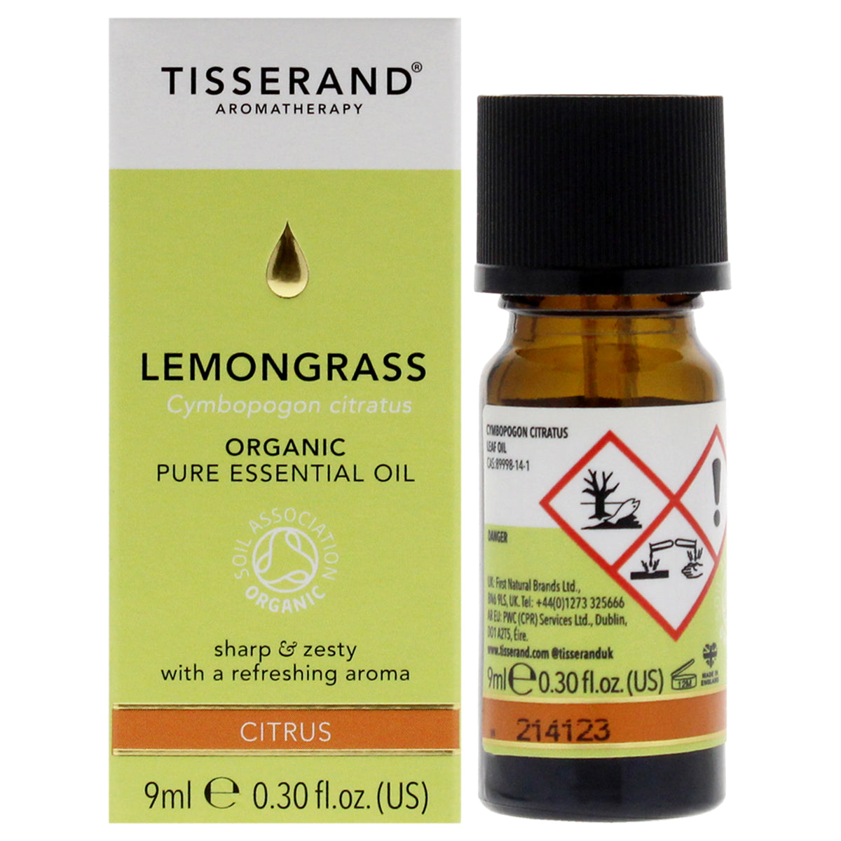 Organic Pure Essential Oil  Lemongrass by Tisserand for Unisex  030 oz Oil