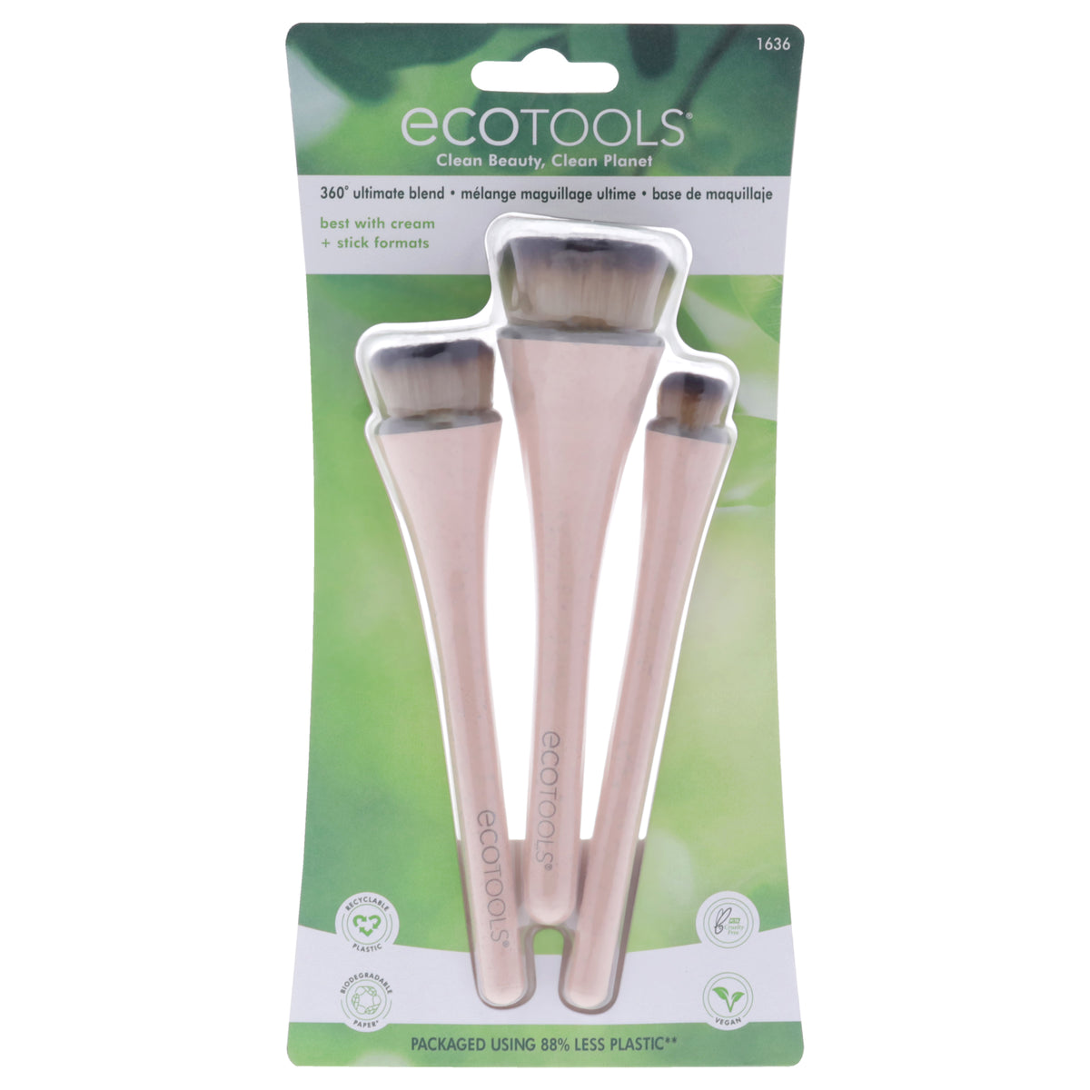 360 Ultimate Blend Brush Kit by Ecotools for Women  3 Pc Ultimate Buff Brush  Ultimate Pop Brush  Ultimate Cover Brush