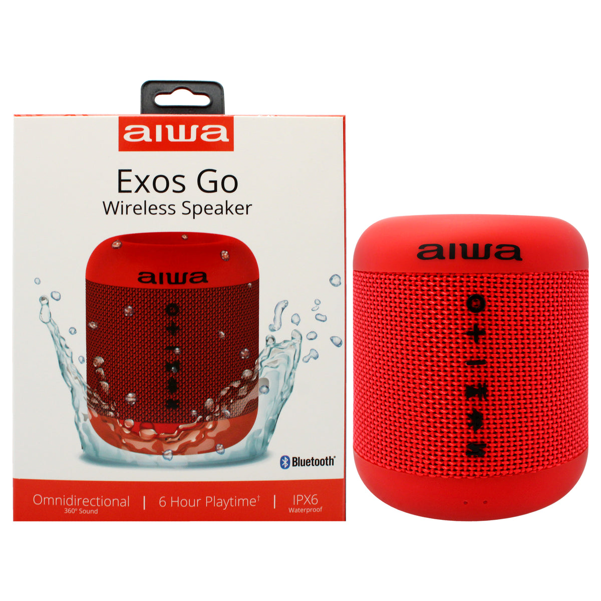 Aiwa Audio Exos Go Wireless Speaker Waterproof IPX6  Red by Aiwa for Unisex  1 Pc Speakers