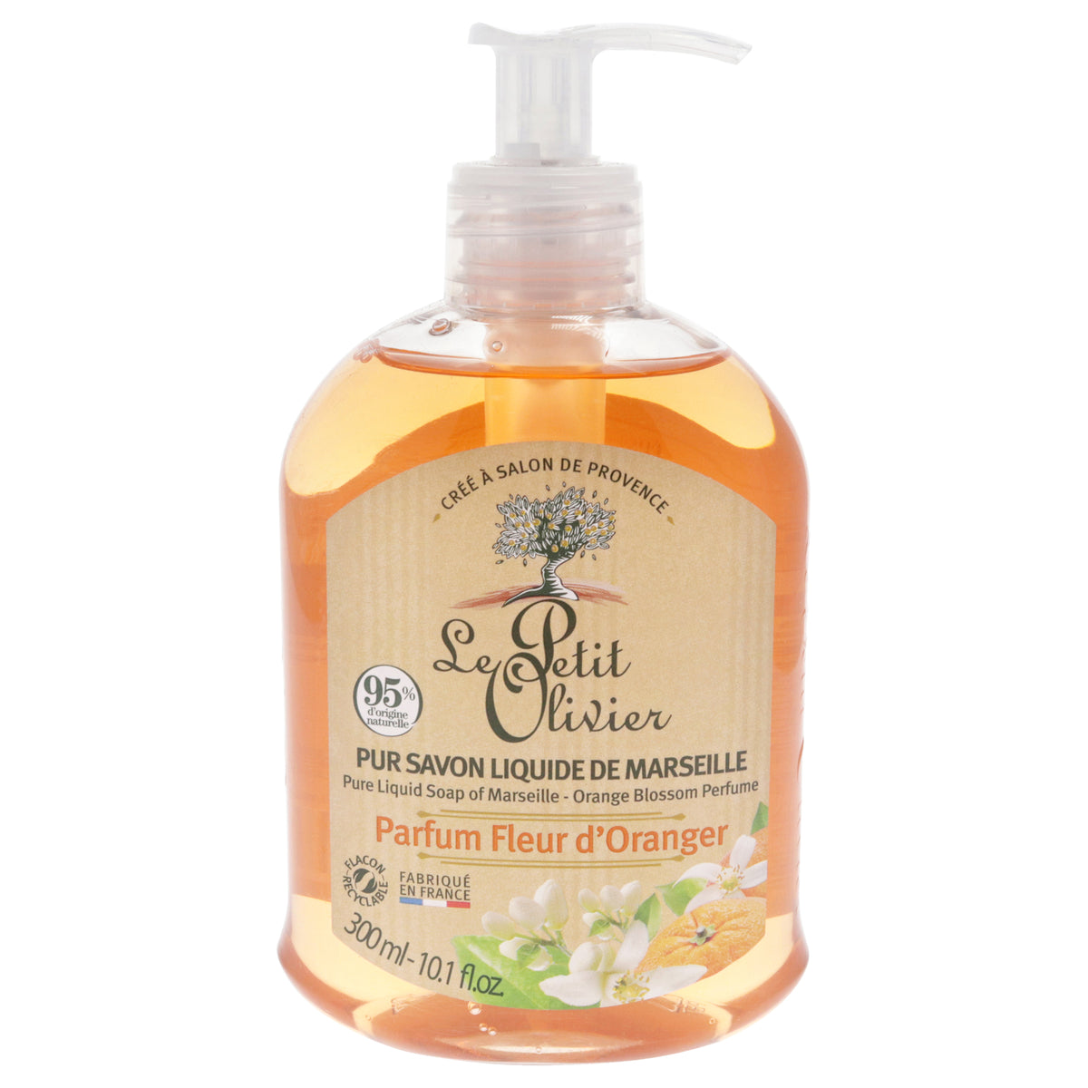 Pure Marseille Liquid Soap  Orange Blossom Perfume by Le Petit Olivier for Women  101 oz Soap