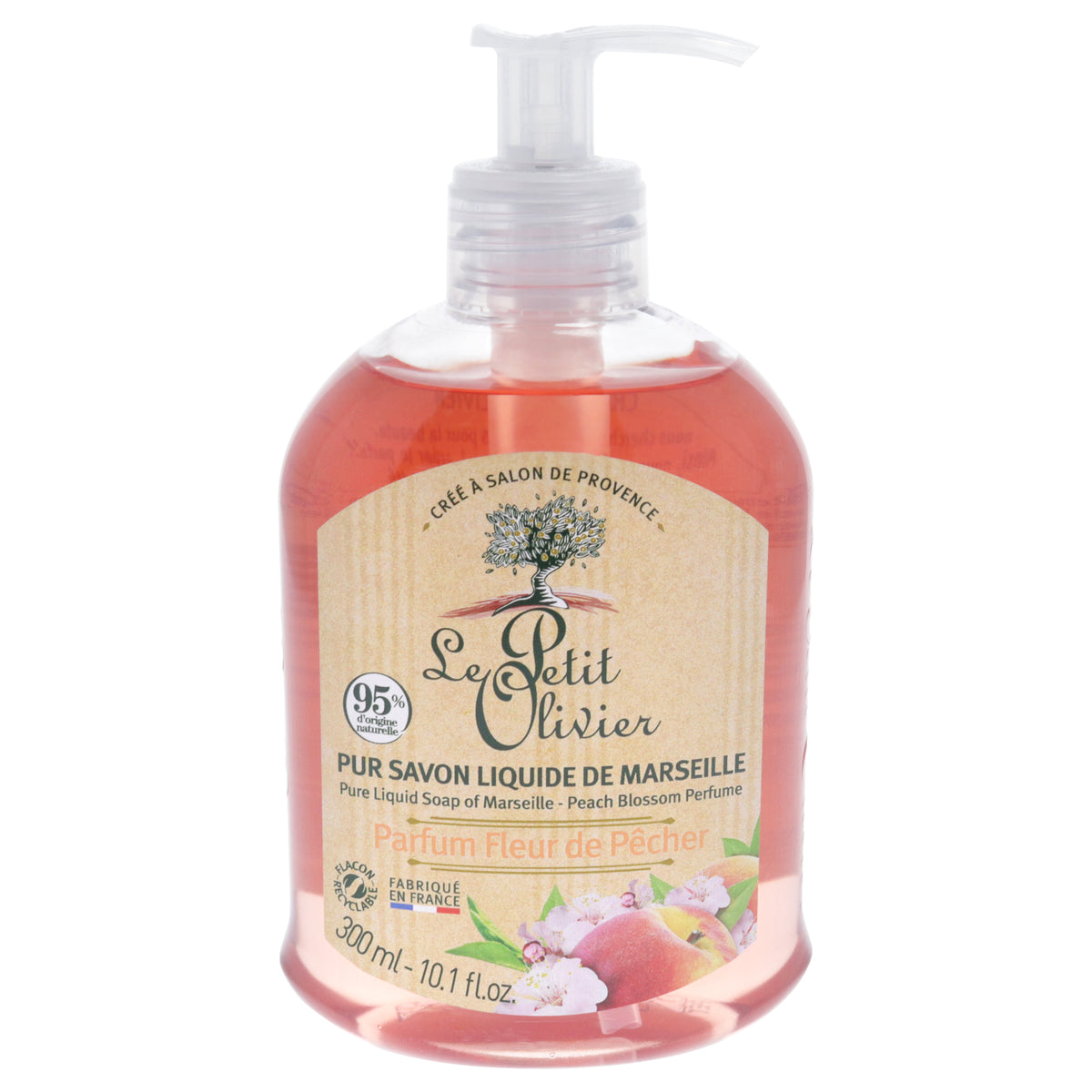 Pure Marseille Liquid Soap  Peach Blossom Perfume by Le Petit Olivier for Women  101 oz Soap