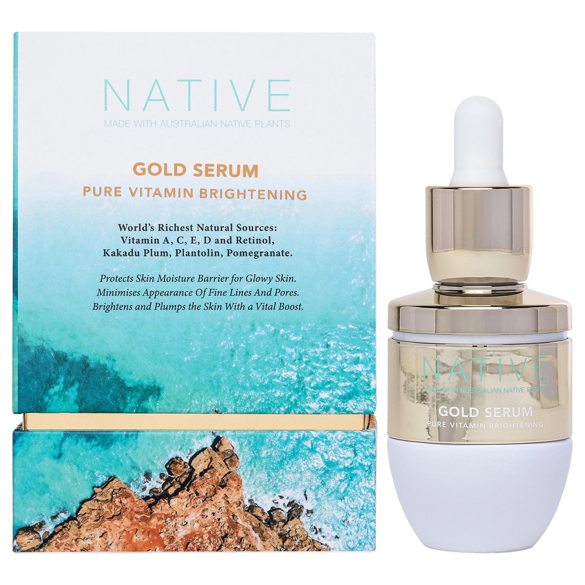 Native Gold Pure Vitamin Brightening Serum by Klara for Women  101 oz Serum