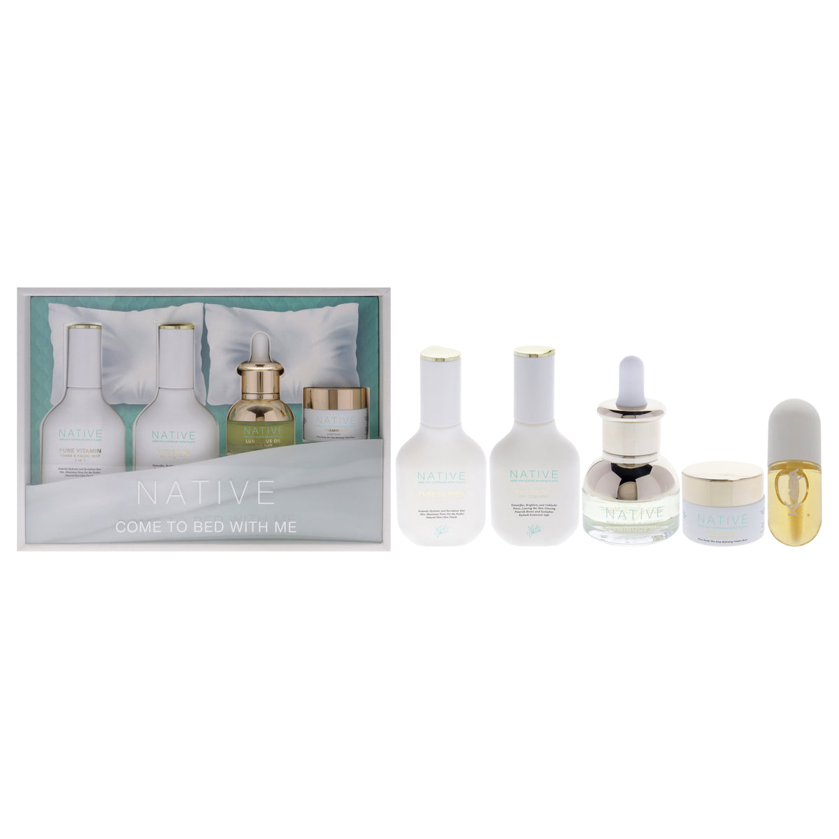 Native Come To Bed With Me Kit by Klara for Women  4 Pc 135oz Pure Vitamin Toner and Facial Mist  135oz Purifying Gel Clenase