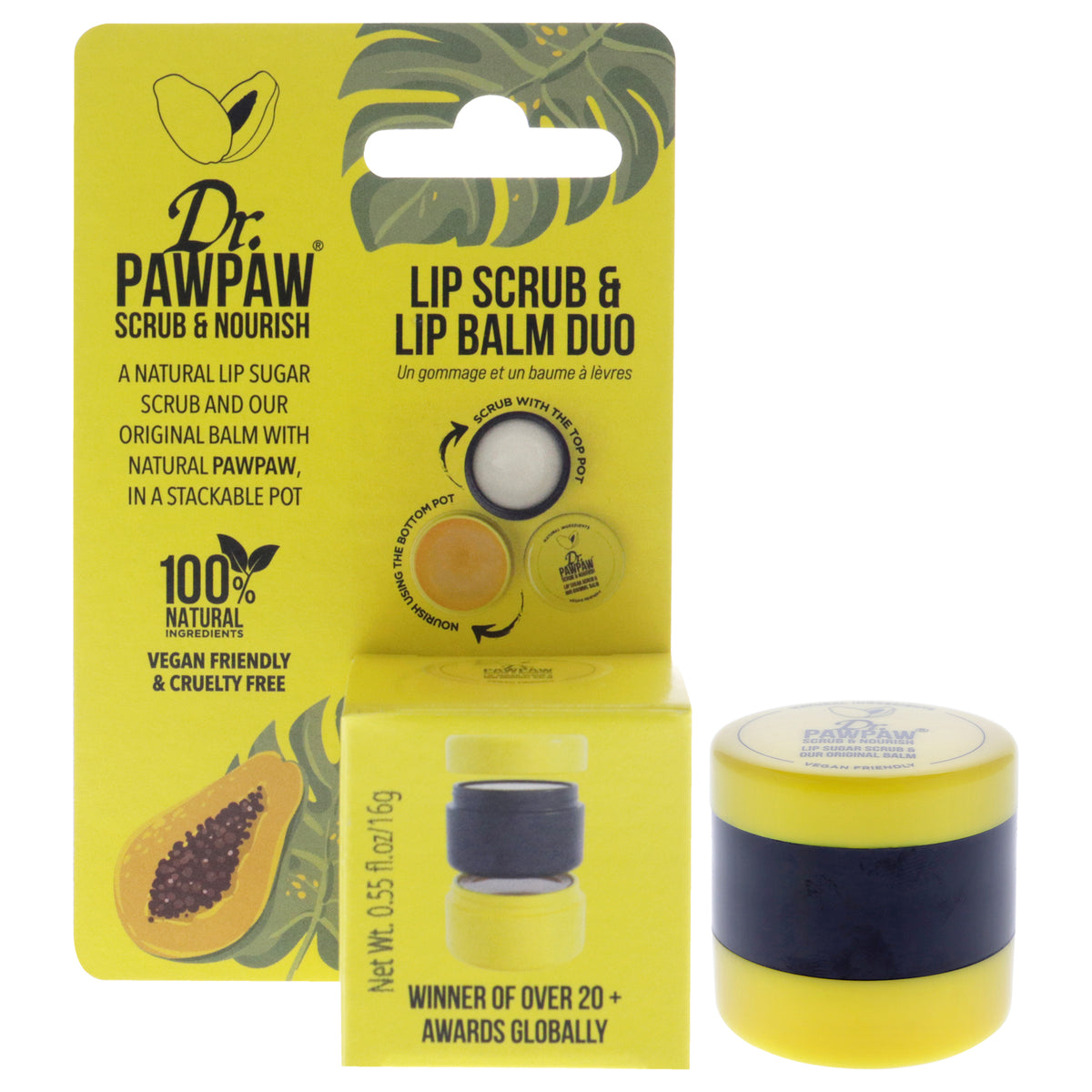 Lip Scrub and Lip Balm Duo by Dr PawPaw for Women  055 oz Treatment