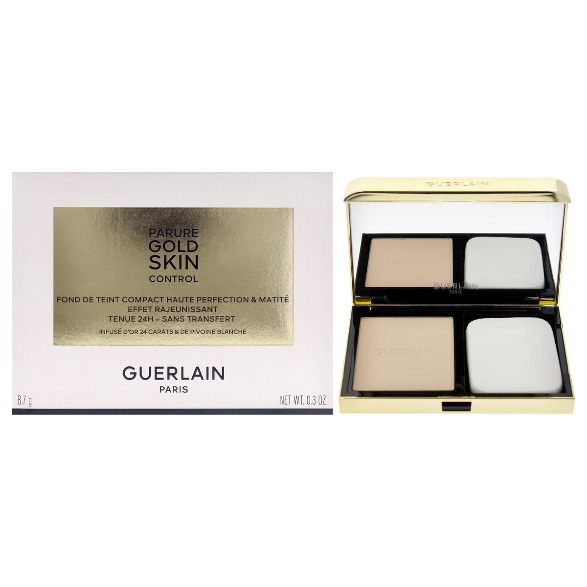 Parure Gold Skin Control Matte Compact Foundation  0N Very Light Skin with Neutral Beige Undertones by Guerlain for Women  03