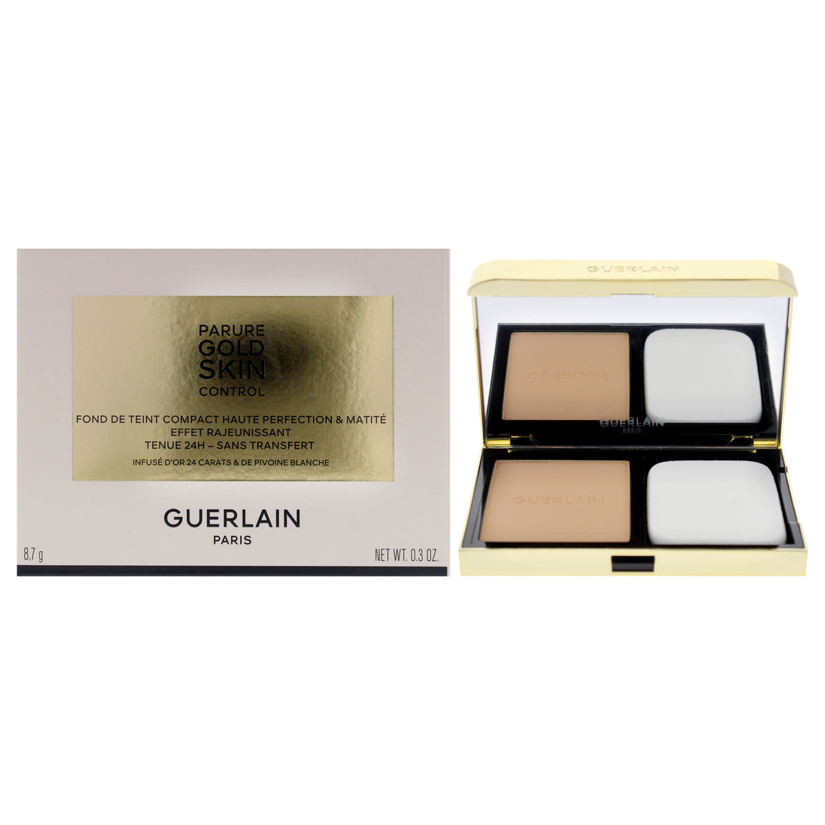 Parure Gold Skin Control Matte Compact Foundation  3N Medium Skin with Neutral Beige Undertones by Guerlain for Women  03 oz 