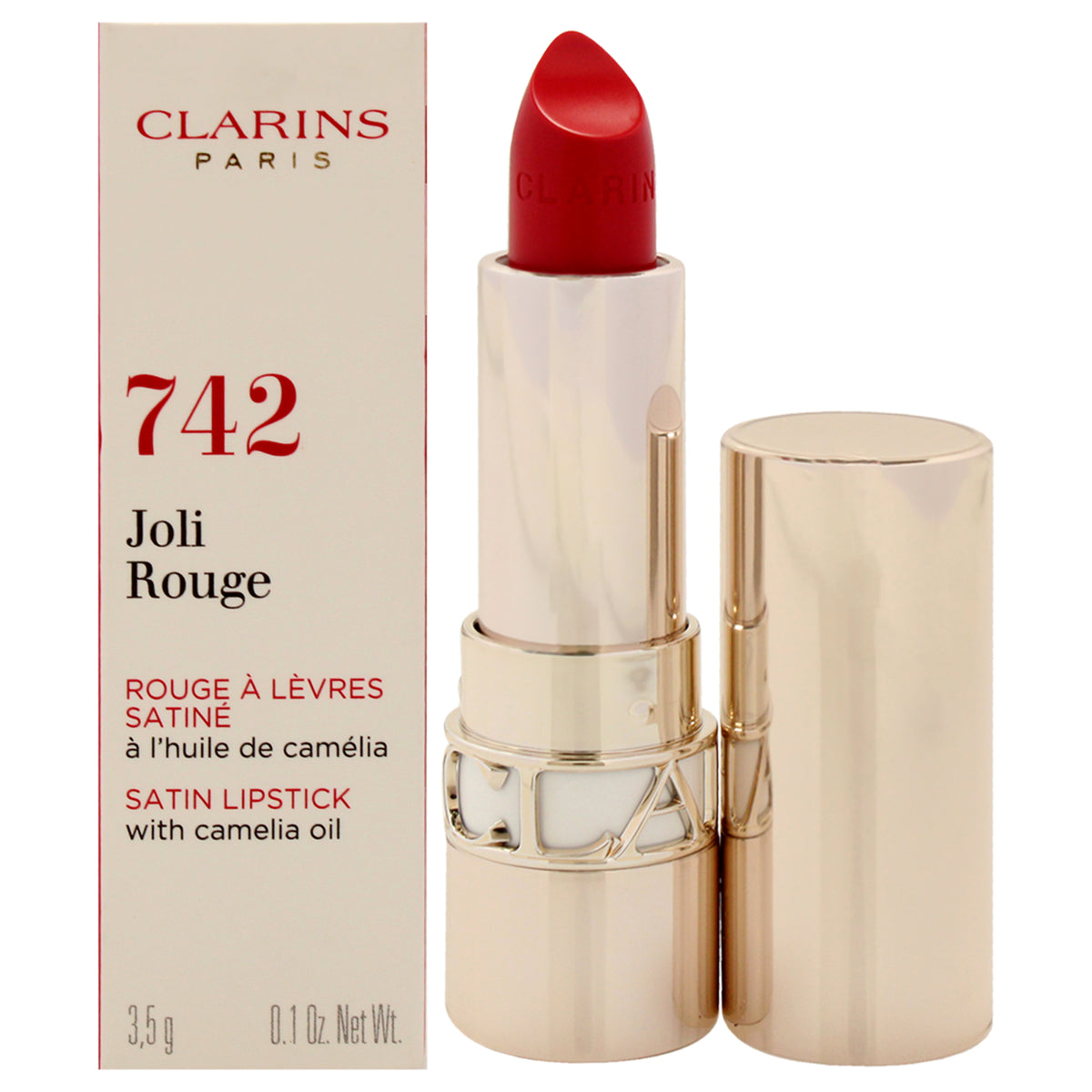 Joli Rouge Satin Lipstick  742 Joli Rouge by Clarins for Women  01 oz Lipstick