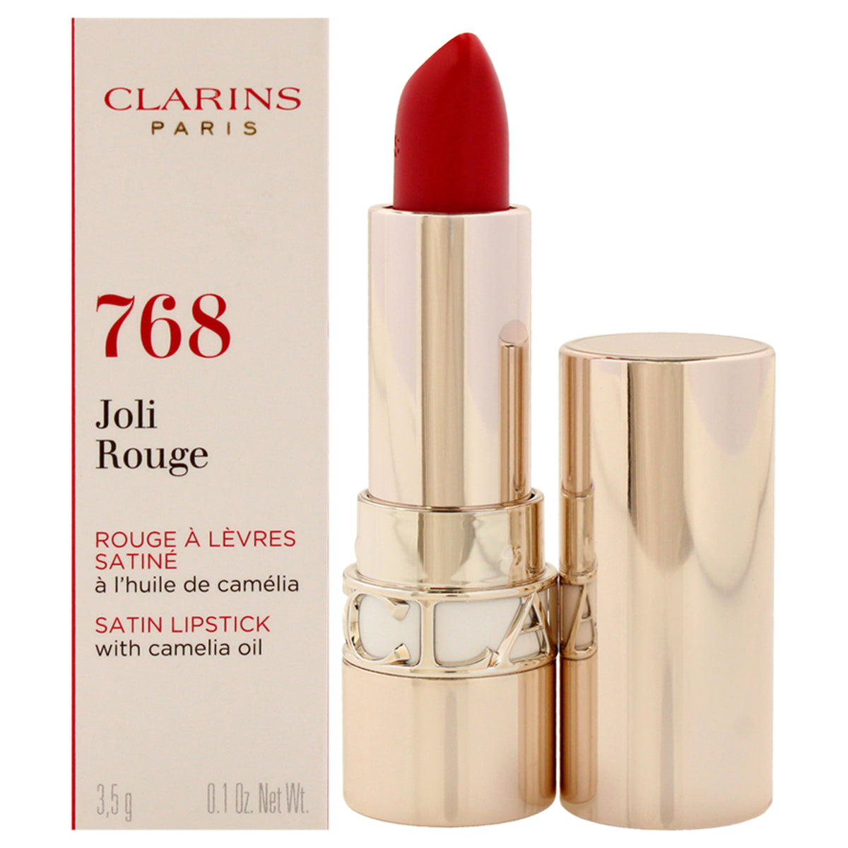 Joli Rouge Satin Lipstick  768 Strawberry by Clarins for Women  01 oz Lipstick