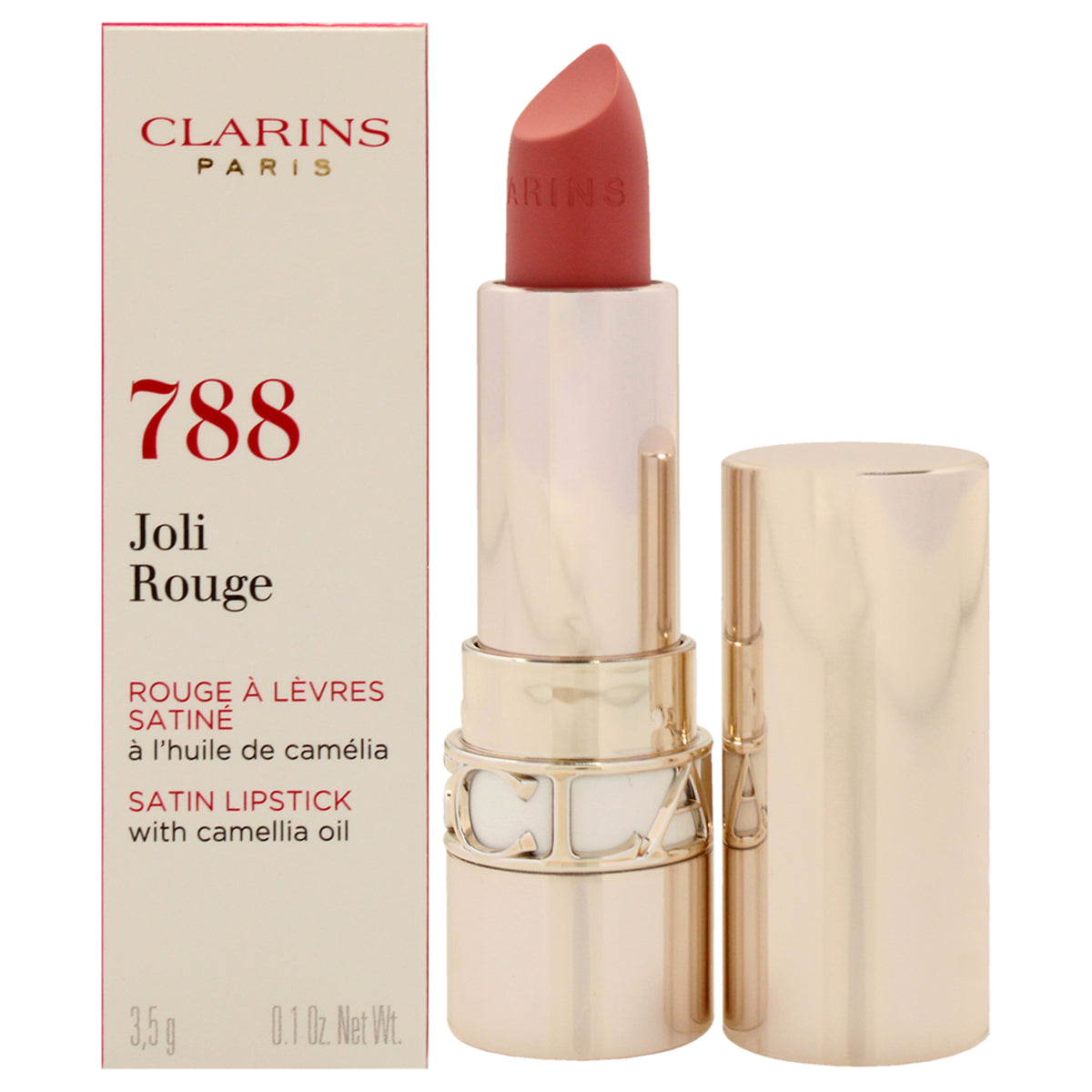 Joli Rouge Satin Lipstick  788 Peach Nude by Clarins for Women  01 oz Lipstick