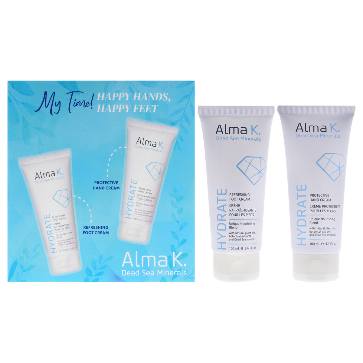 Happy Hands Happy Feet Set by Alma K for Women  2 Pc 34oz Protective Hand Cream  34oz Refreshing Foot Cream