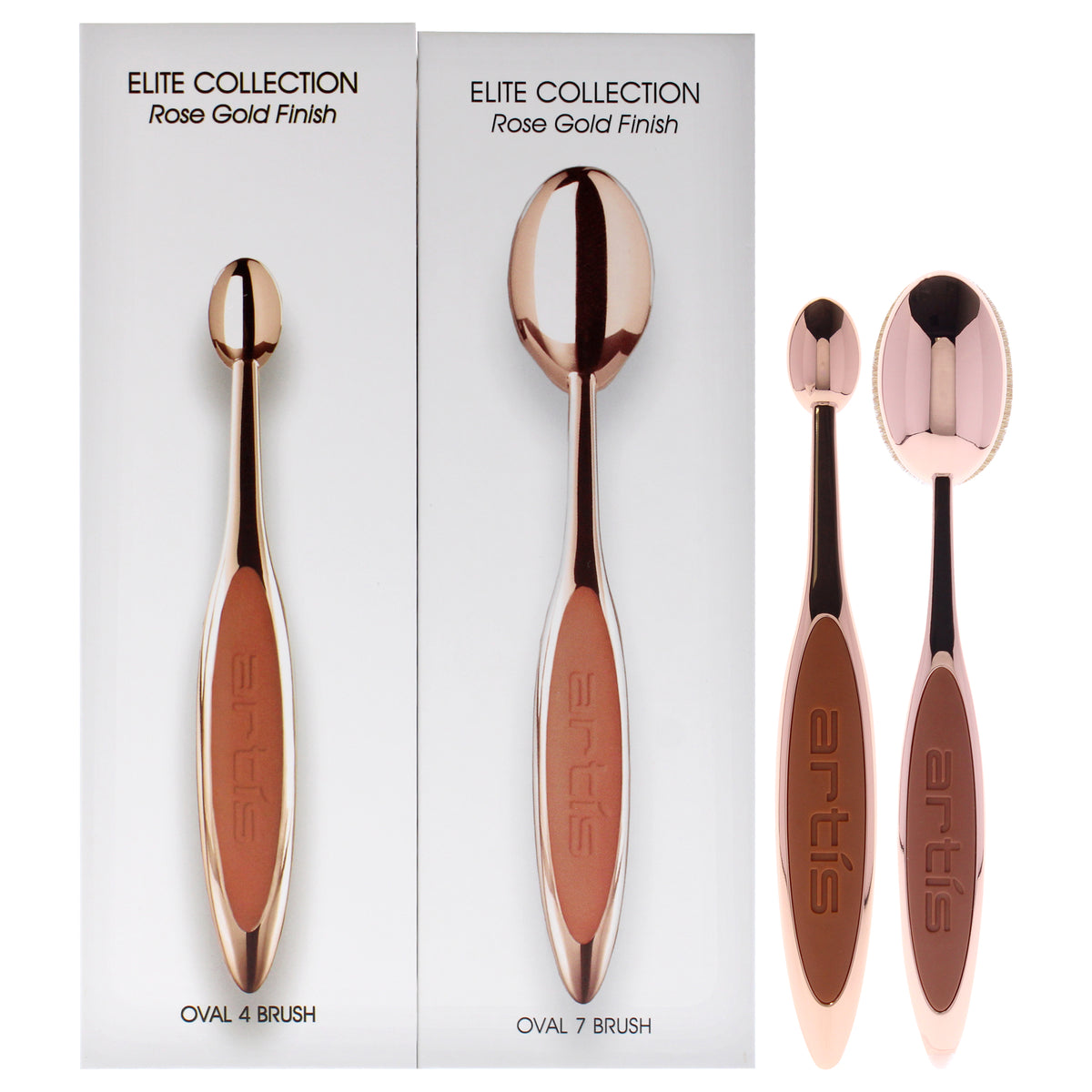 Elite 2 Brush Set  Rose Gold by Artis for Women  2 Pc Elite Collection Oval Brush 4  Rose Gold  Elite Collection Oval Brush 7