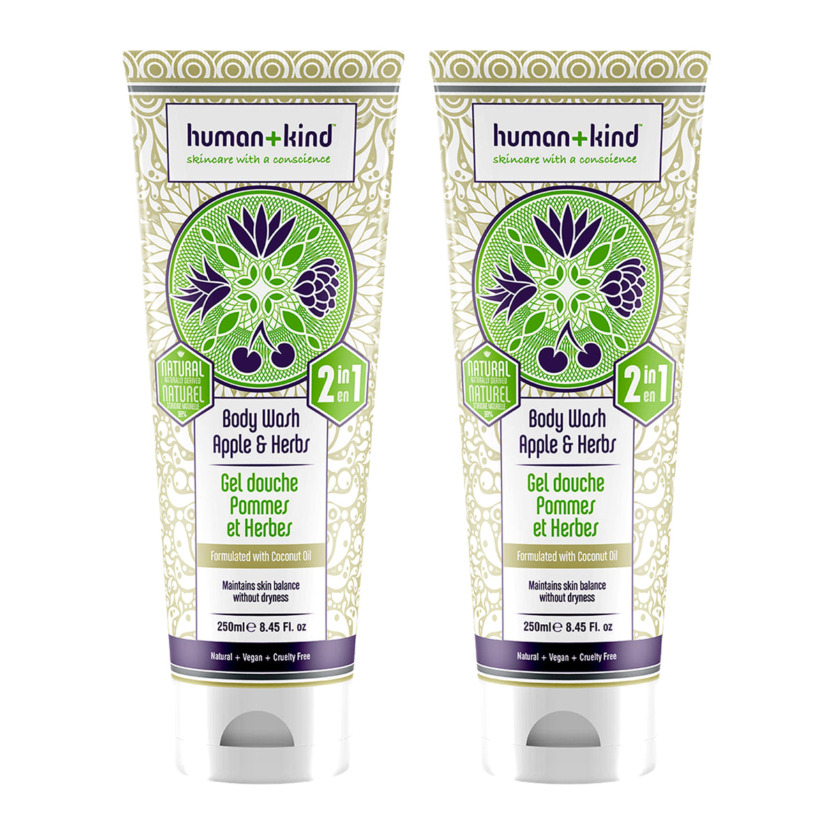 Body Wash  Apple and Herbs  Pack of 2 by HumanKind for Unisex  845 oz Body Wash