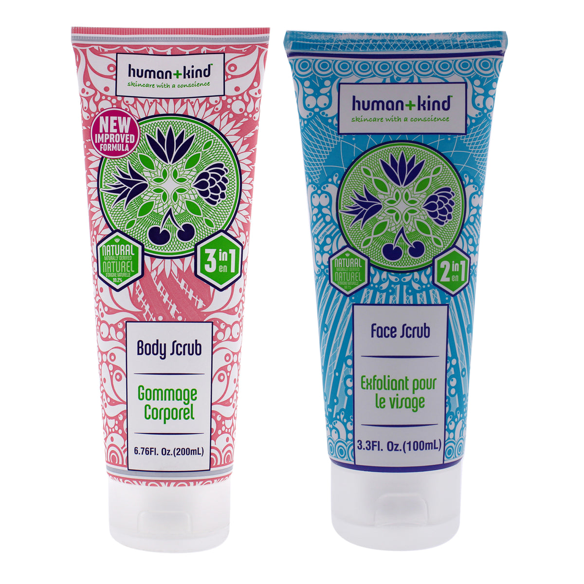 Body and Face Scrub Kit by HumanKind for Unisex  2 Pc Kit 676oz Body Scrub  33oz Face Scrub