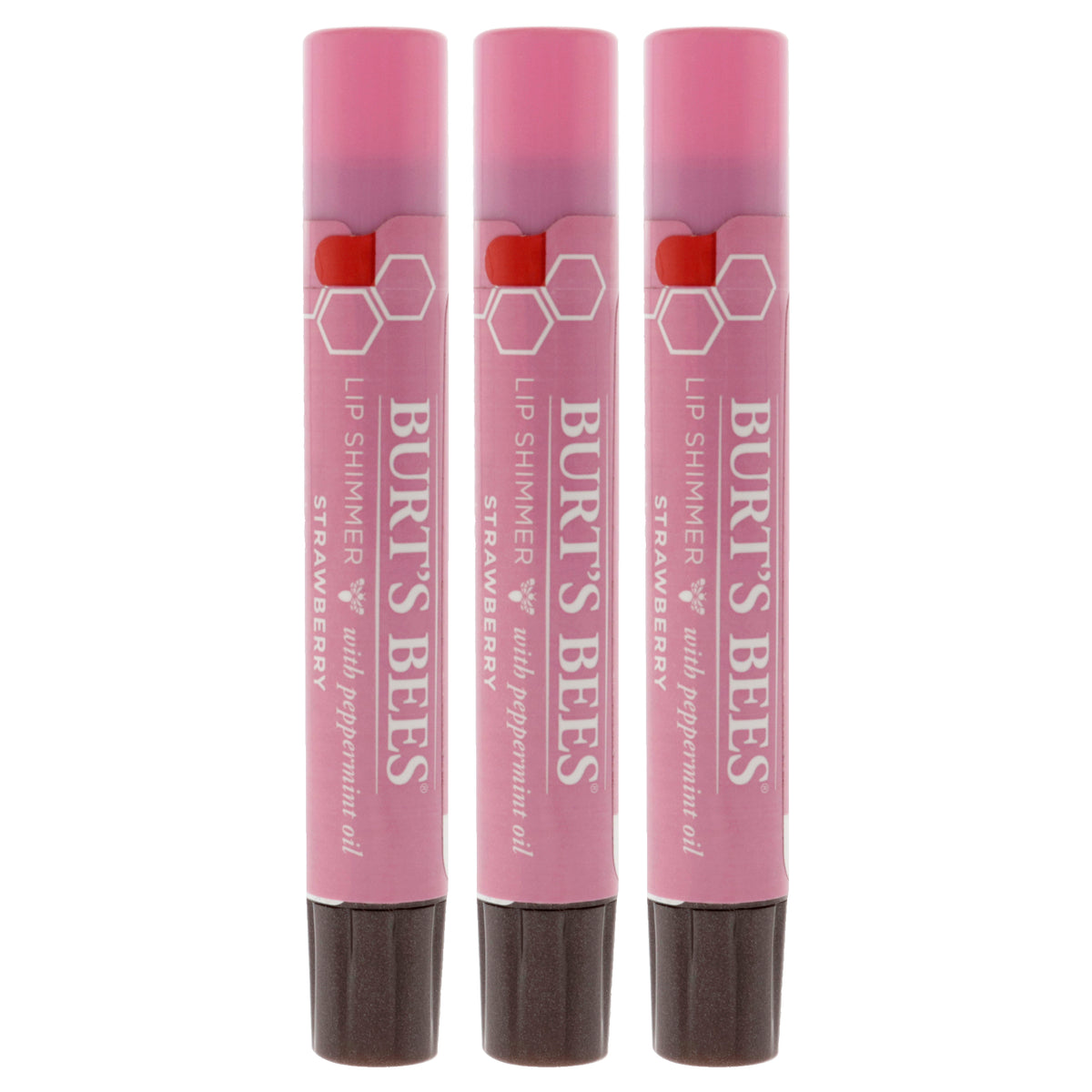 Burts Bees Lip Shimmer  Strawberry by Burts Bees for Women  009 oz Lip Shimmer  Pack of 3