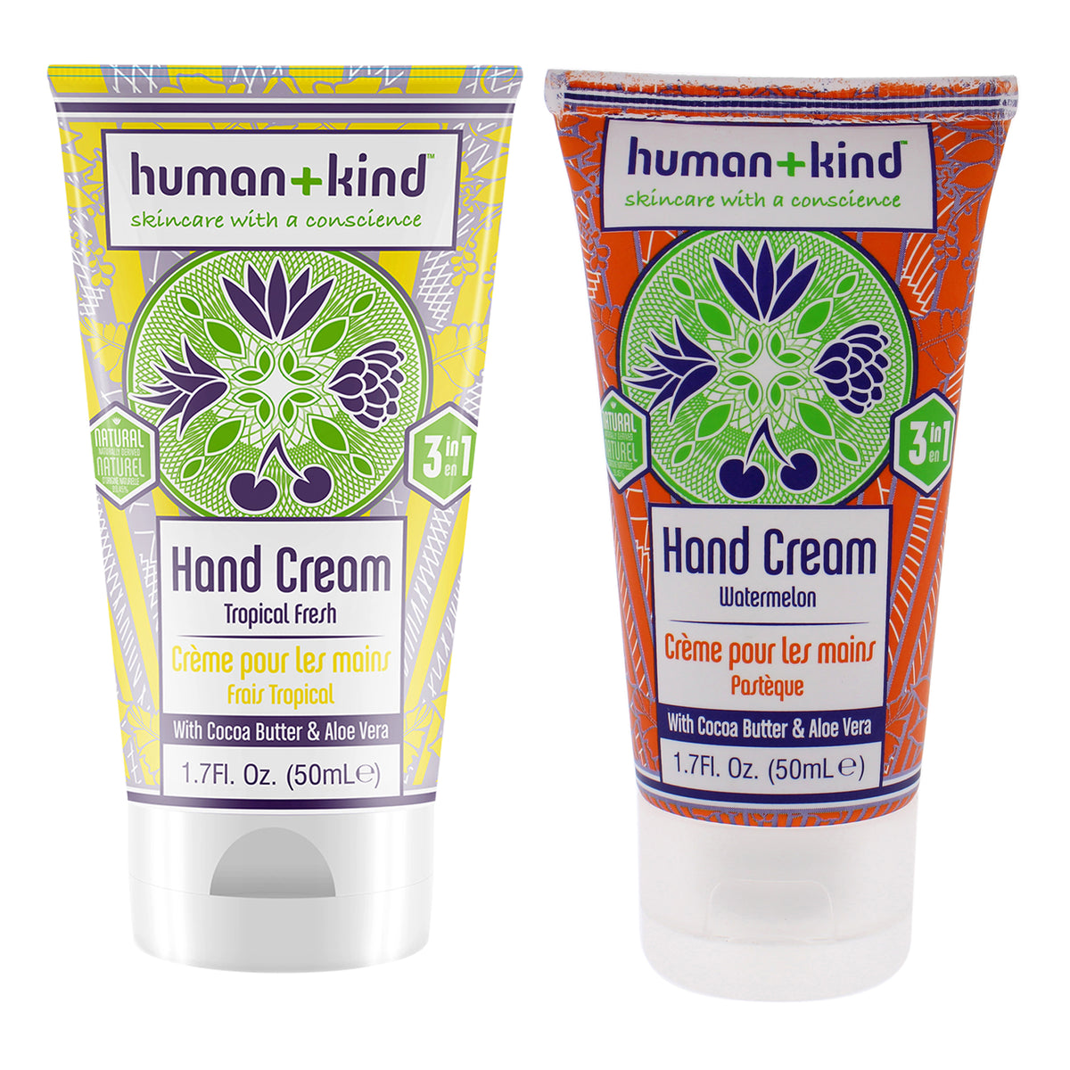 HandElbowFeet Cream by HumanKind for Unisex  2 Pc Kit 17oz Cream  Tropical Fresh  17oz Cream  Watermelon