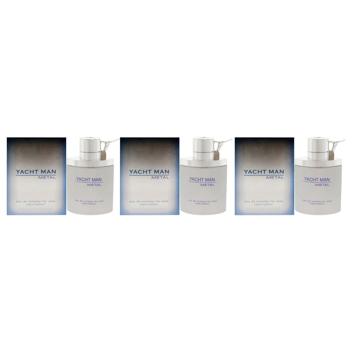 Yacht Man Metal by Myrurgia for Men  34 oz EDT Spray  Pack of 3