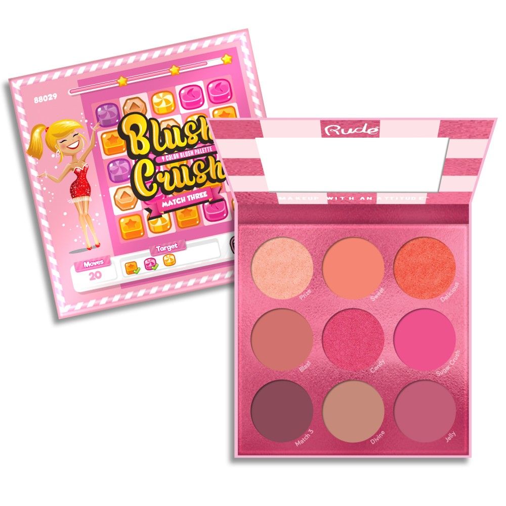 RUDE Blush crush 9 color Blush Palette  Match ThreeD0102H2BR7Y