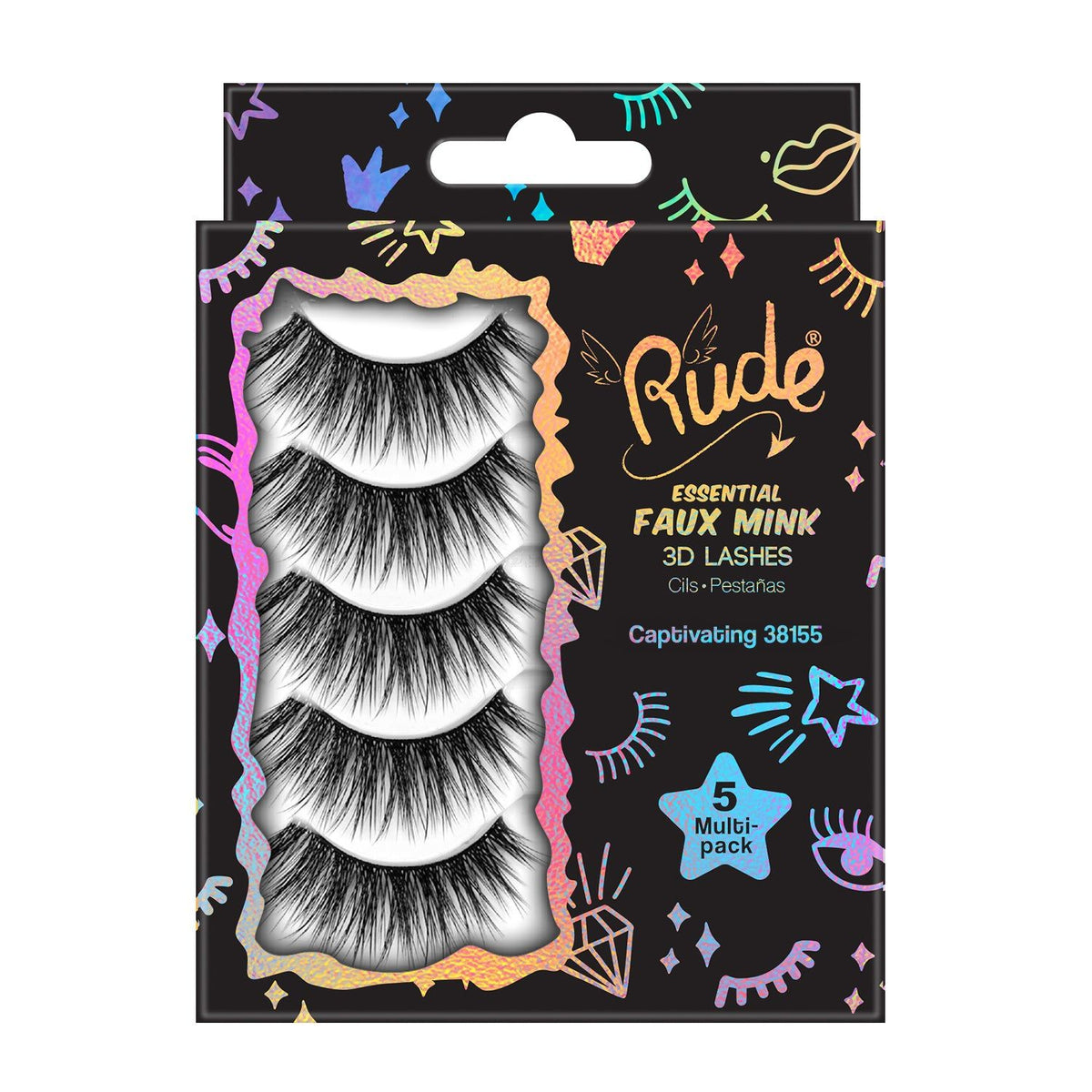 Rude Essential Faux Mink 3D Lashes 5 MultiPackD0102H2cYDU