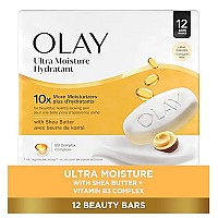 Olay Moisture Outlast Ultra Moisture Shea Butter Beauty Bar with Vitamin B3 Complex, 3.17 oz, (Pack of 12)