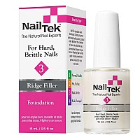 Nail Tek Foundation 3, Ridge Filling Strengthening Base Coat for Hard and Brittle Nails, 0.5 oz, 1-Pack