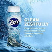 Zest Ocean Breeze Body Wash - Enriched with Sea Minerals - Rich Lathering Cleansing Body Wash Leaves Your Skin Feeling Smooth and Moisturized With an Invigorating Scent, 18 Fl Oz (Pack of 6)