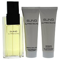 Sung by Alfred Sung for Women - 3 Pc Gift Set 3.4oz EDT Spray, 2.5oz Essential Body Lotion, 2.5oz Refreshing Shower Gel.