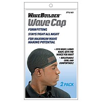 WaveBuilder Wave Cap | Promotes Healthy and Uniform Hair Waves, Black, 2 Count