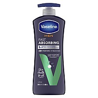 Vaseline Men Fast Absorbing 3-in-1 Face, Hands & Body Lotion for Men, For Dry Skin, Absorbs in Just 15 Seconds for Moisturized Skin 20.3 oz