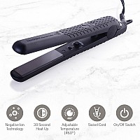 Herstyler Forever Straightening Flat Iron | Travel Friendly Dual Voltage Flat Iron 1.25 inch | Ceramic Hair Straightener For Silken Hair | Negative Ion Technology To Fight Frizz | Beautiful In Black