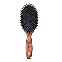 Spornette Deville Cushion Oval Paddle Brush, Boar Bristle Hair Brush with Wooden Handle - For Straightening, Smoothing, Detangling, Styling & Brush Outs for Women, Men & Kids - All Hair Types
