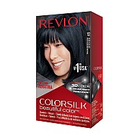 Colorsilk Beautiful Color Permanent Hair Color with 3D Gel Technology & Keratin, 100% Gray Coverage Hair Dye, Natural Blue Black, 1 Count (Pack of 1)