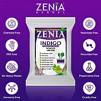 Zenia Indigo Powder Hair & Beard Dye Color | 100 Grams (3.5 ounce) | 100% Natural Hair Dye | Color Hair to Black Naturally | 100% Pure | No Preservatives