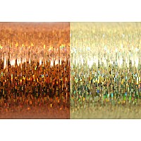 Mia Bling String, Beautiful Sparkly Shiny Hair Tinsel Extensions, On Spools, 500 Feet/300+ Applications, Hologram Orange And Gold, 10 Clips Women And Girls 1pk