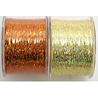 Mia Bling String, Beautiful Sparkly Shiny Hair Tinsel Extensions, On Spools, 500 Feet/300+ Applications, Hologram Orange And Gold, 10 Clips Women And Girls 1pk
