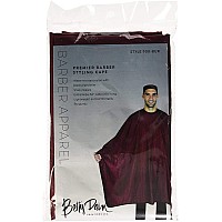 Betty Dain Premier Barber Cutting/Styling Cape, Black Trim Piping, High-end Look, Soft, Lightweight, Water Resistant Nylon, Repels Hair, Snap Closure at Neck, Generous 54 x 60 inch Size, Burgundy