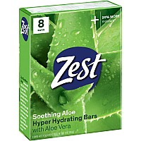 Zest 8-Bar Bath Size Soap, Fresh Aloe, 4 Ounce (Pack of 8)